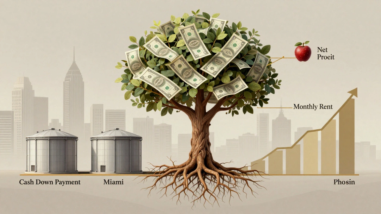 Storage facility symbolized as a tree growing financial rewards from cash roots