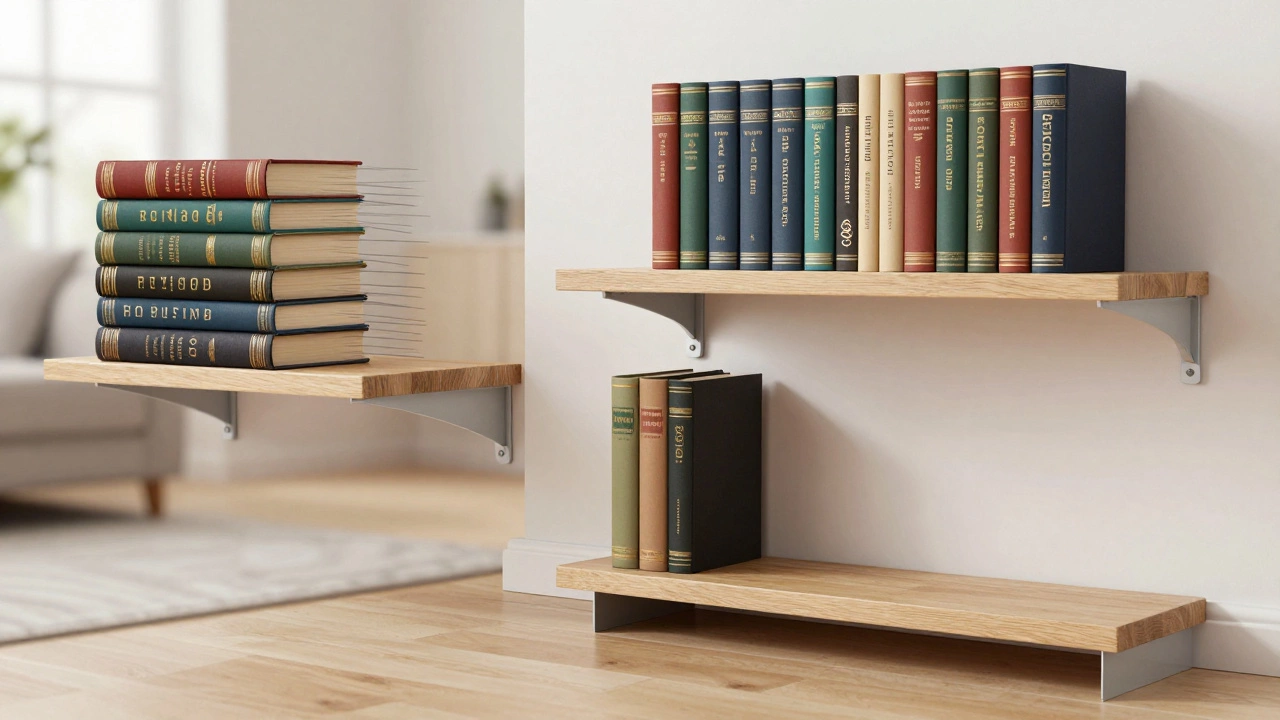 Comparison of sagging two-bracket vs stable three-bracket shelf