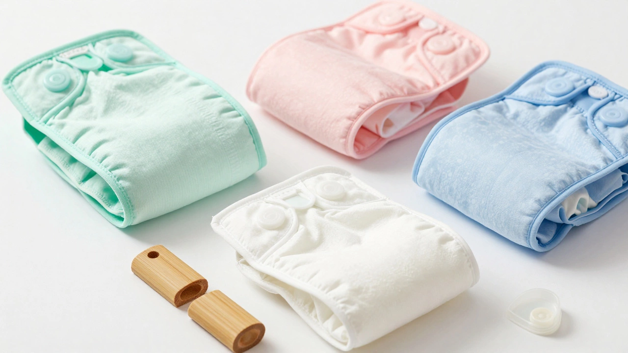 Pastel modern cloth nappies and eco-friendly baby accessories