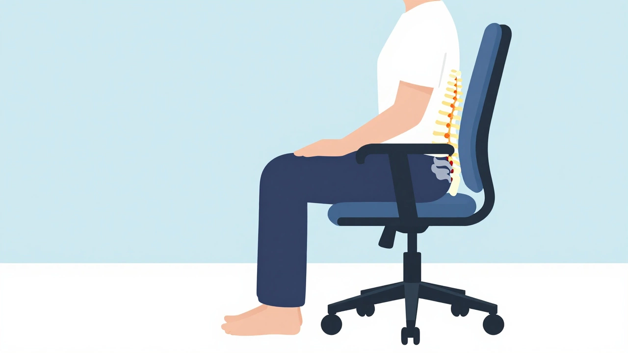 Person sitting with proper posture and lumbar support