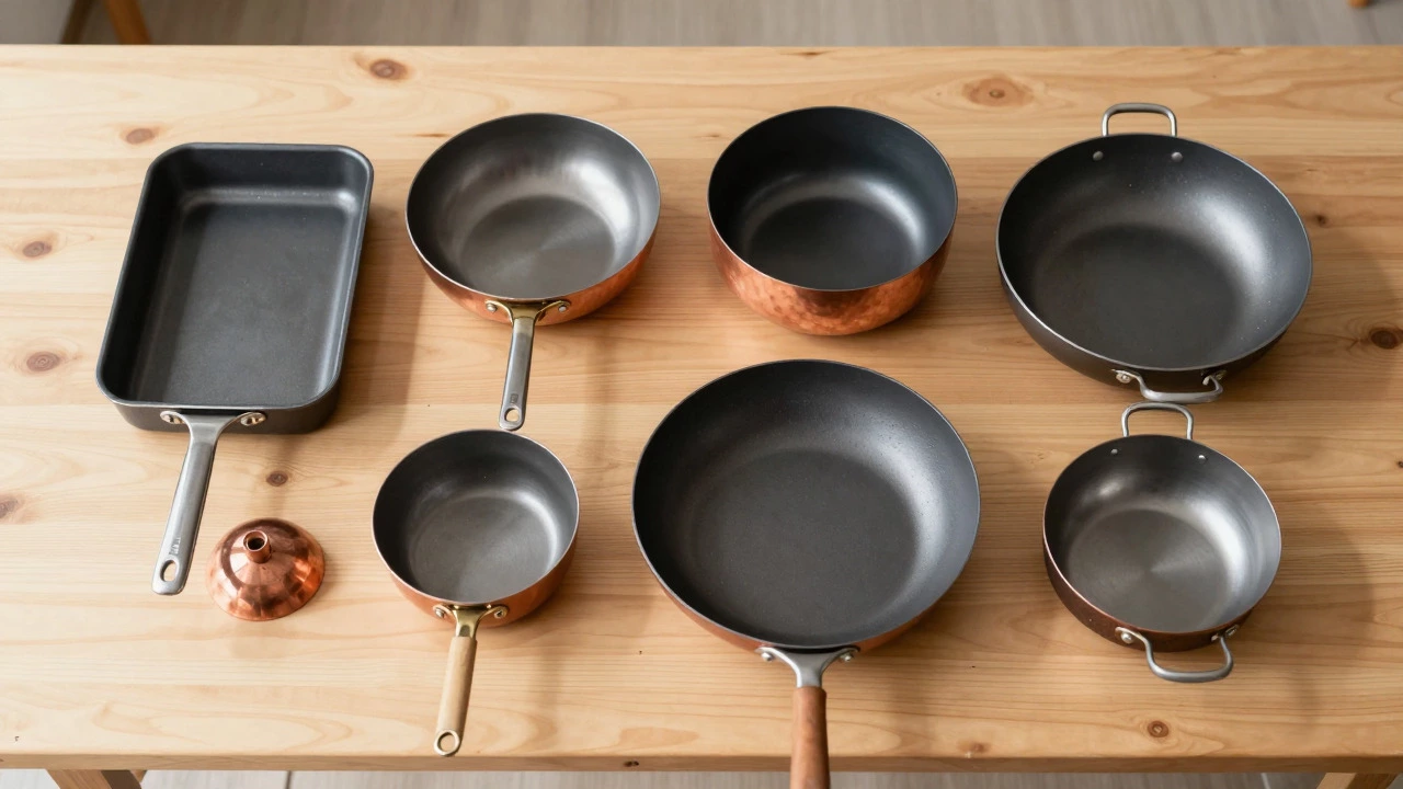 Collection of specialized Japanese pans including Tamagoyaki and Sukiyaki pots