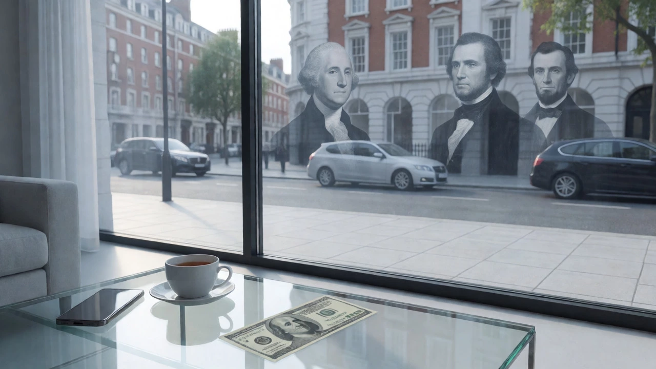 US 0 bill on table with historical reflections