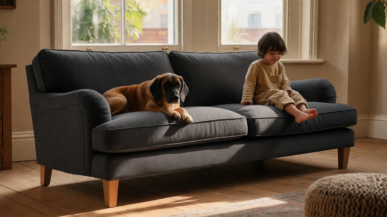 Durable pet-friendly sofa in a sunlit British living room