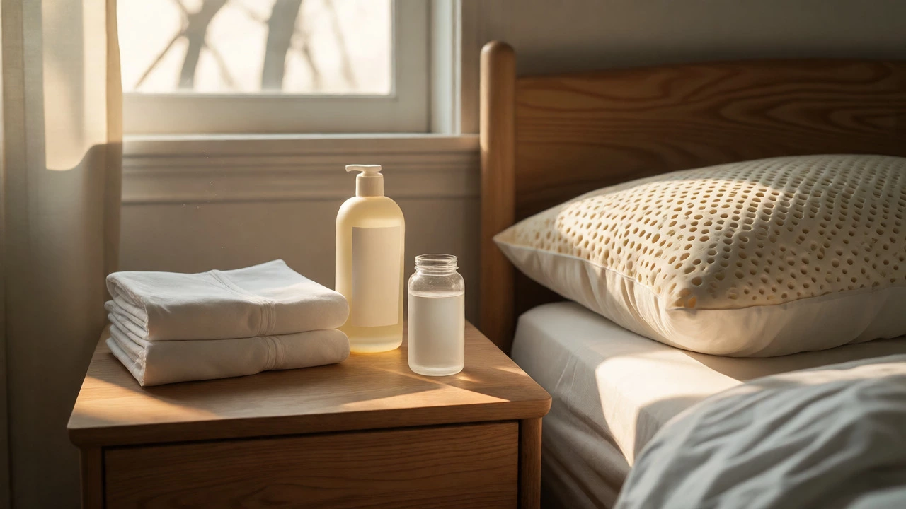 Healthy bedding essentials including organic cotton and latex pillow